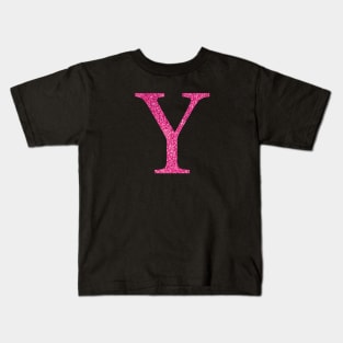 Pink Sparkly Y Kids T-Shirt